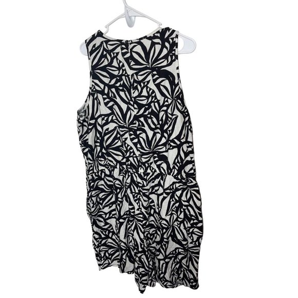 NWT Jason Wu Linen Blend Romper Plus Size 1X White Black Palm Leaves Sleeveless - Picture 2 of 6